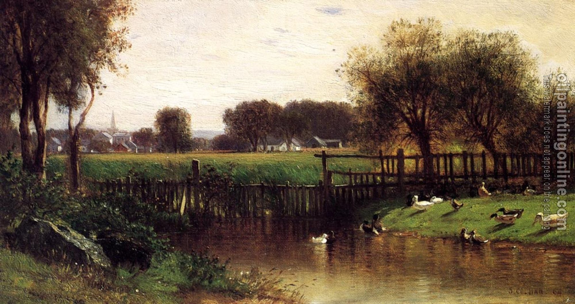 Samuel Colman - Ducks by a Pond